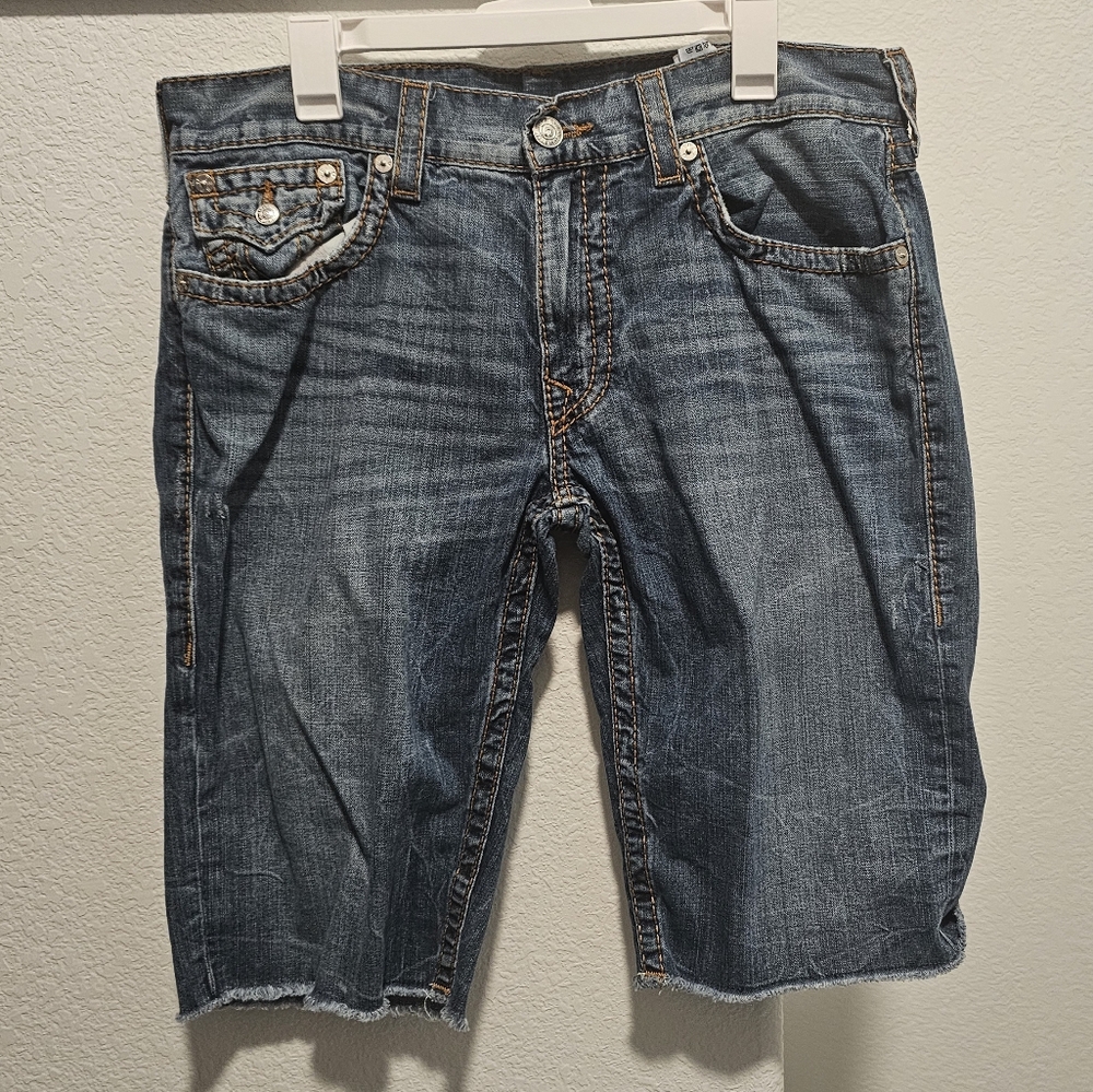 True Religion Blue Jean Shorts with Classic Fit
